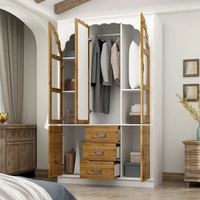 Ensemble de deux armoires Grand Closet d'inspiration vintage avec accents en métal