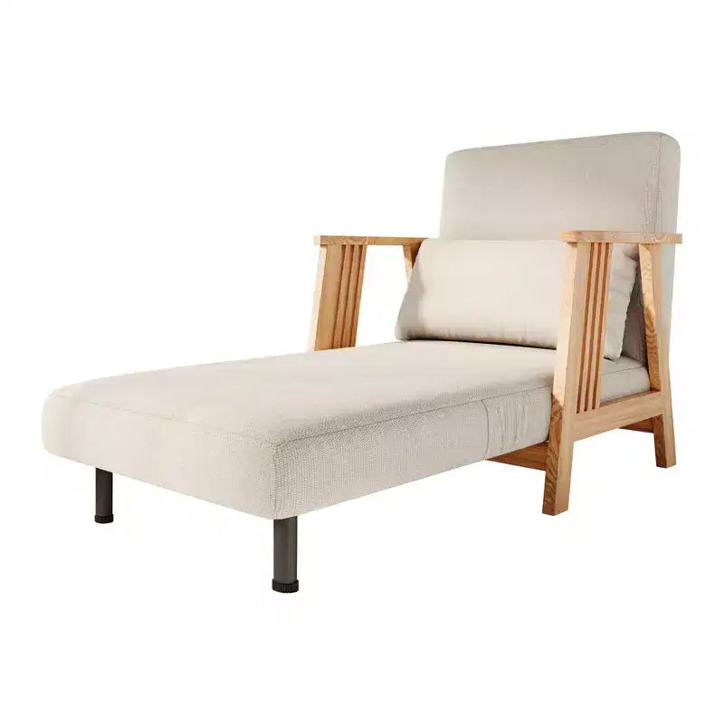 Fauteuil convertible en tissu ATJafurn, fauteuil futon d'appoint avec structure en bois massif, chaise longue lit pour chambre ou salon, beige