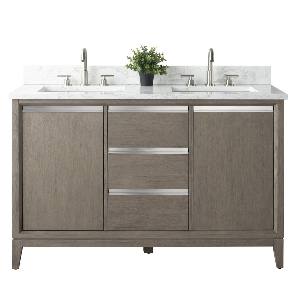 Meuble-lavabo Vanity Art avec évier en céramique et dessus en marbre reconstitué