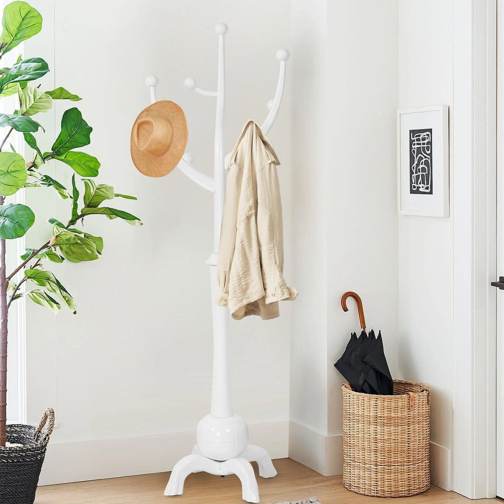 Porte-manteau sur pied en bois d'hévéa forme branche d'arbre avec 8 crochets - 24,5 L x 70,87 H