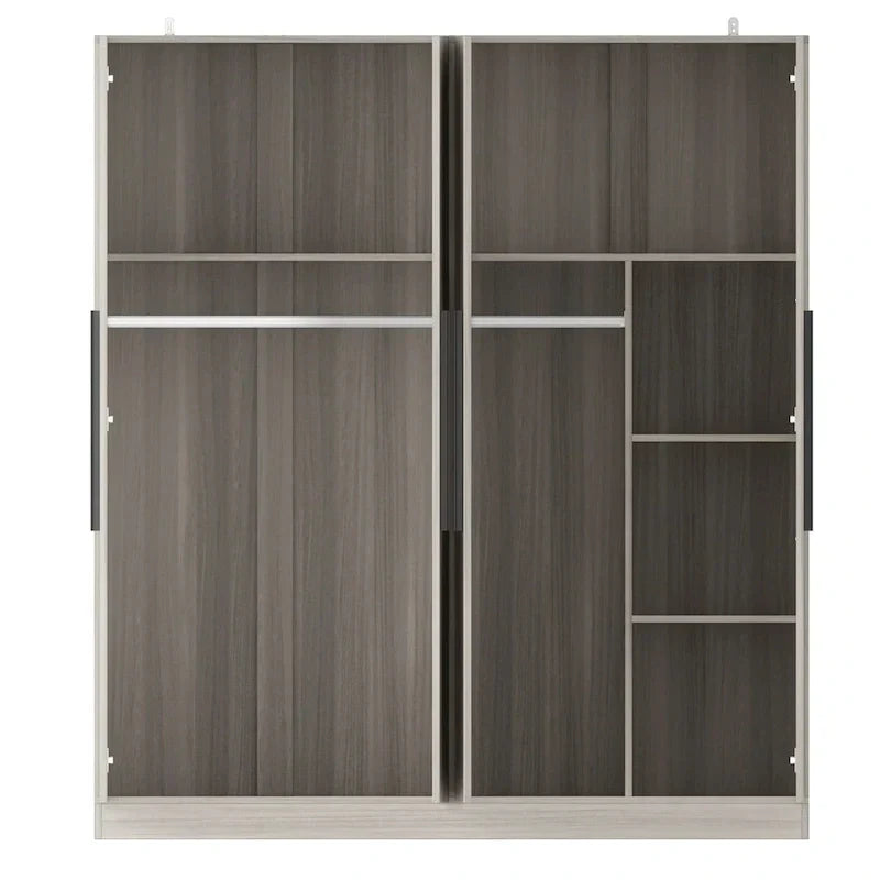 Armoire de rangement moderne sur pied en bois massif avec étagères