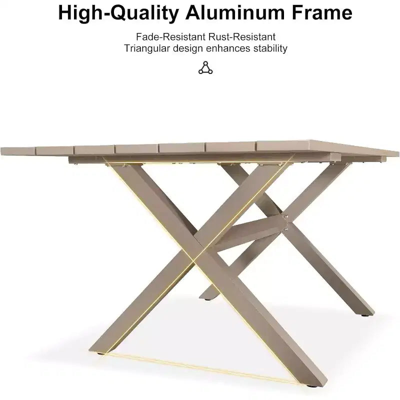 Ensemble de salle à manger d'extérieur PURPLE LEAF avec table à manger en aluminium et chaises en rotin tressé