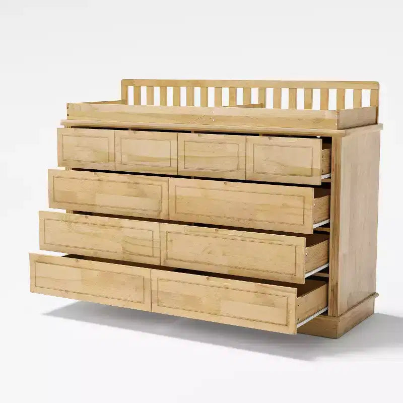 Table à langer et commode Homsee en bois de pin massif : plan à langer amovible, tiroirs de rangement, indispensable tout-en-un pour la chambre de bébé