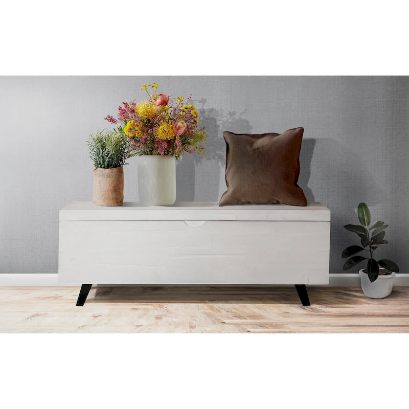 Banc de rangement Broadmore en bois d'acacia de 46 pouces