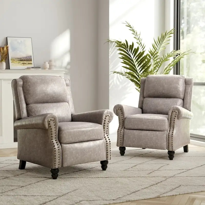 Lot de 2 fauteuils inclinables modernes à assise rembourrée en cuir PU/tissu