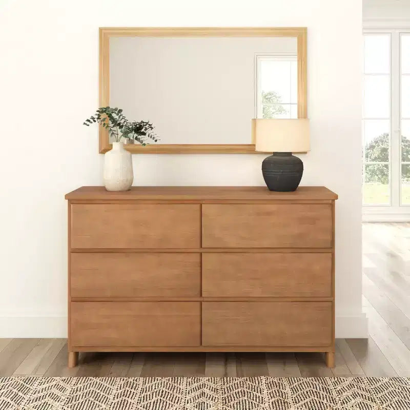 Commode de ferme en bois massif à 6 tiroirs