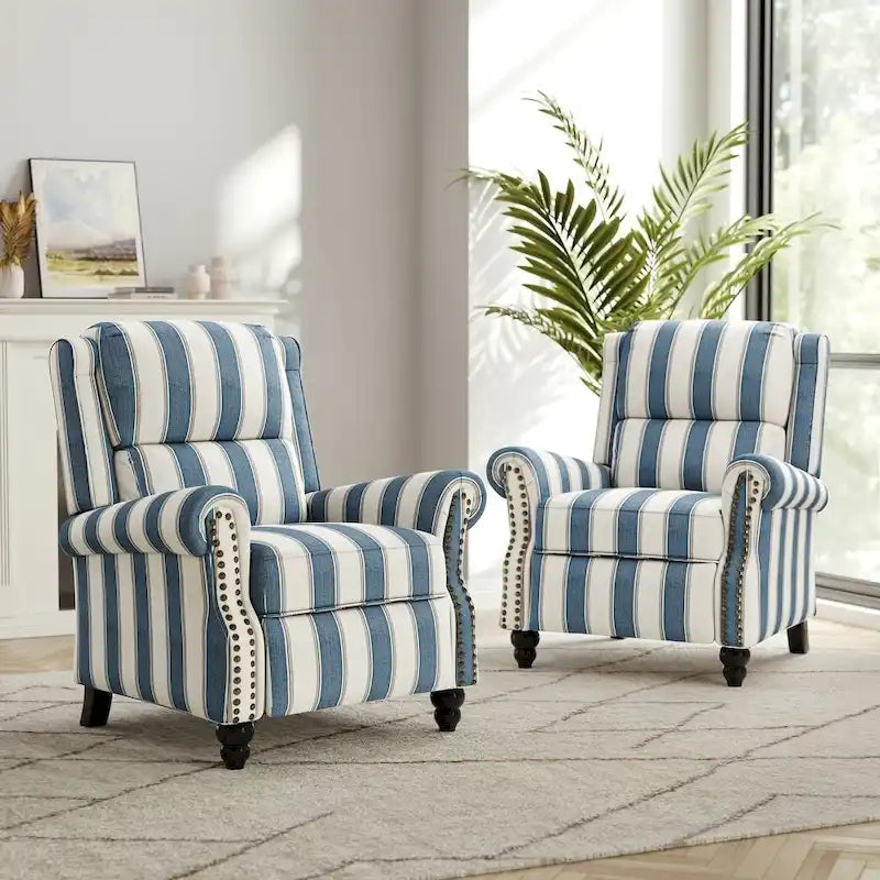 Lot de 2 fauteuils inclinables modernes à assise rembourrée en cuir PU/tissu