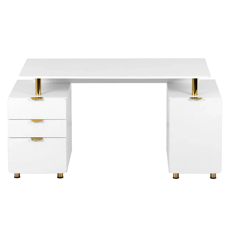 Bureau flottant exécutif moderne avec 3 tiroirs et surface de travail élégante