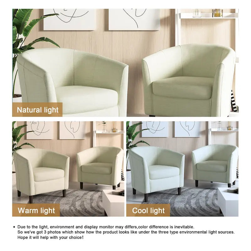 Lot de 2 fauteuils club modernes en lin style tonneau