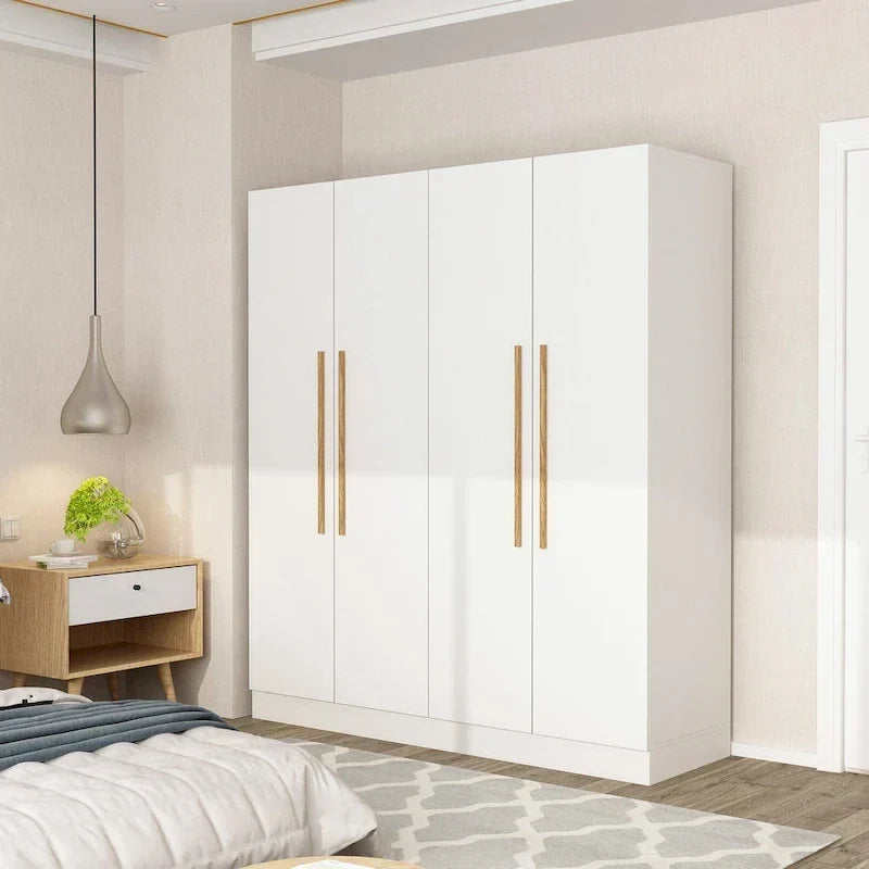 Armoire de rangement moderne sur pied en bois massif avec étagères