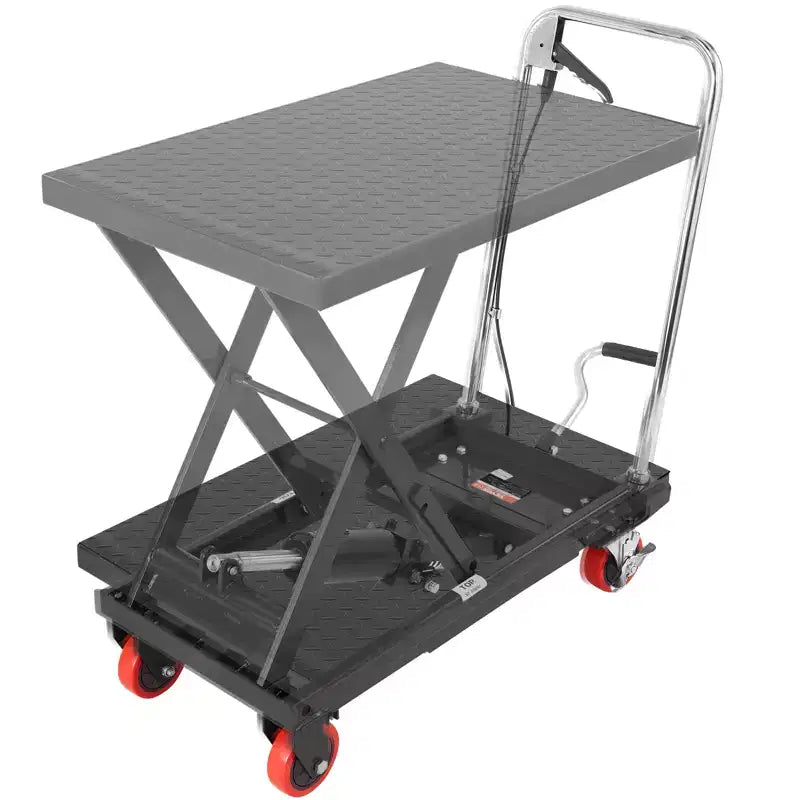 Table élévatrice hydraulique à chariot, capacité de 227 kg, hauteur de levage de 72,4 cm, table élévatrice manuelle à ciseaux simples avec 4 roues et patin antidérapant