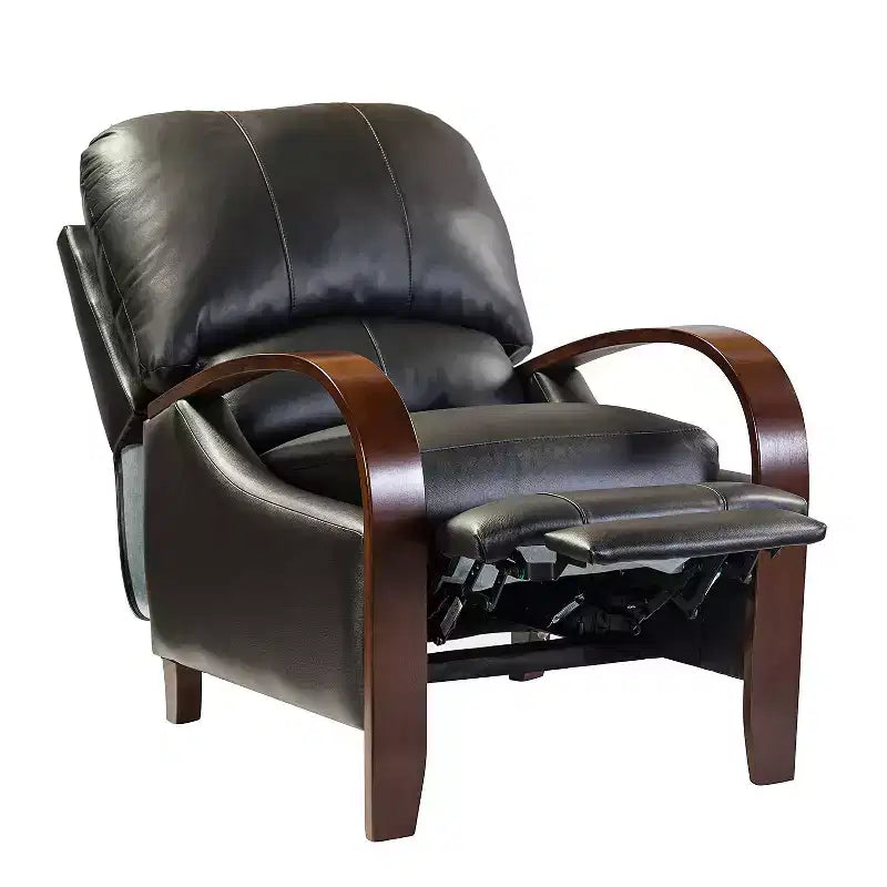 Ensemble de 2 fauteuils inclinables manuels en cuir véritable, inclinaison à 159°