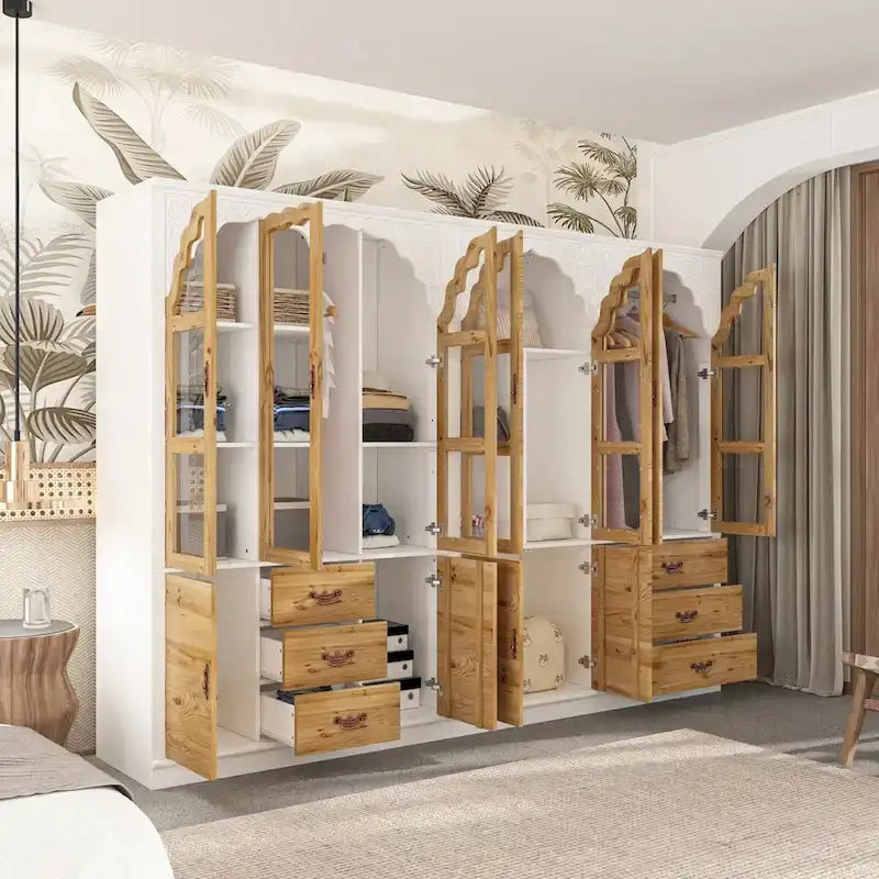Ensemble de deux armoires Grand Closet d'inspiration vintage avec accents en métal