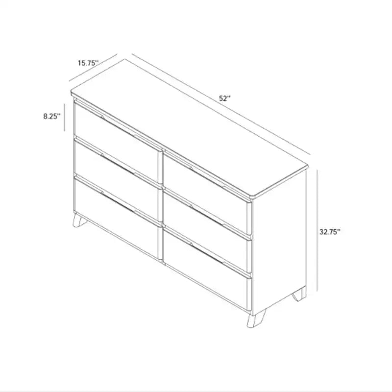 Commode de ferme en bois massif à 6 tiroirs