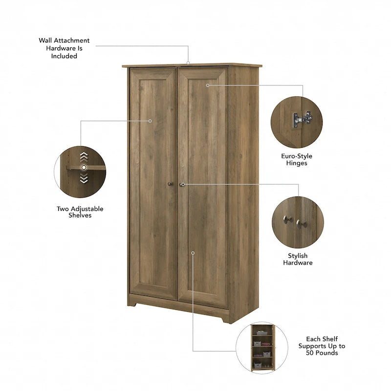 Meuble de rangement haut Cabot Espresso Oak avec portes – 31,38 long. x 16,30 larg. x 61,14 haut.