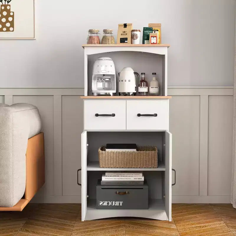 sumyeg Meuble de Rangement de Cuisine en Bois avec Tiroir et Étagère pour Micro-ondes