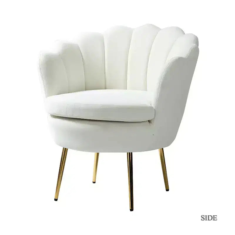 Fauteuil baril confortable avec pieds en métal doré, fauteuil d'appoint pour salon