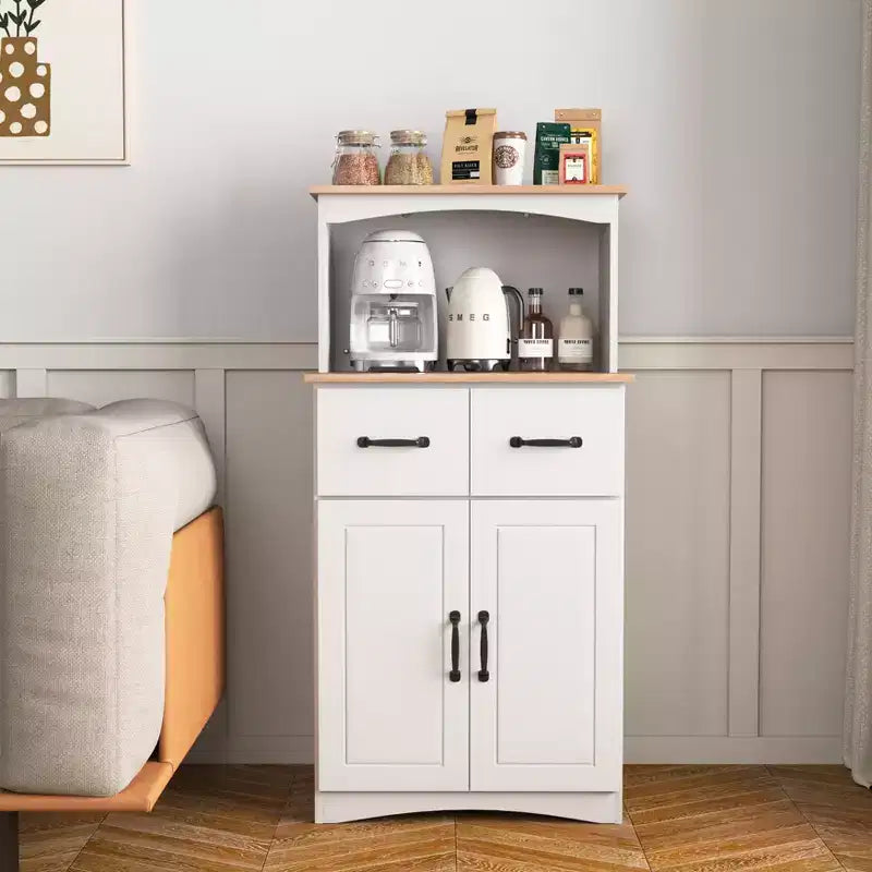 sumyeg Meuble de Rangement de Cuisine en Bois avec Tiroir et Étagère pour Micro-ondes
