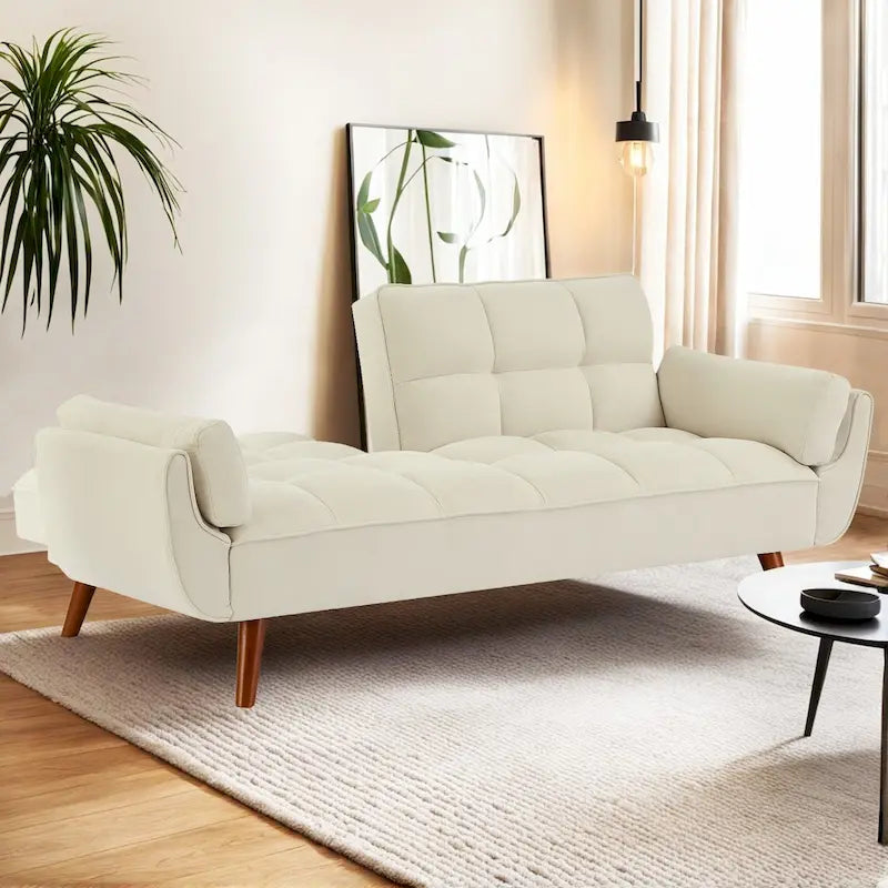 Canapé-lit futon de 75,39 pouces, canapé-lit pliant convertible inclinable pour salon avec 2 oreillers/accoudoirs
