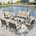 Ensemble de conversation de 7 pièces de mobilier de patio en métal Captiva Designs avec fauteuils pivotants pour jardin, porche, cour arrière