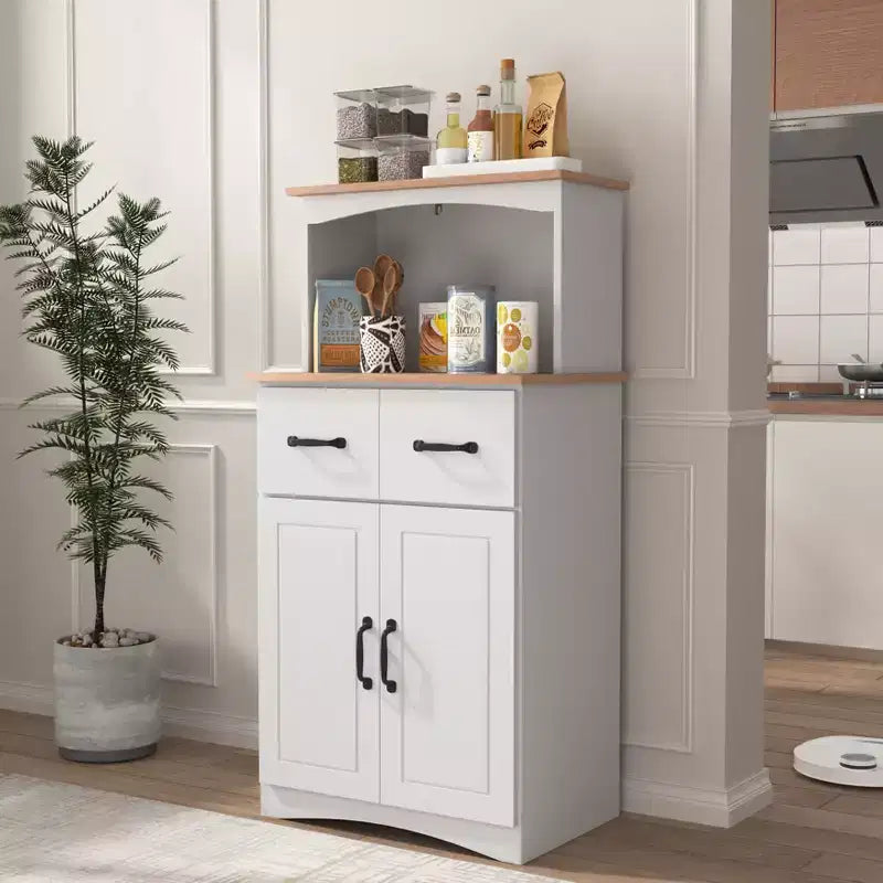 sumyeg Meuble de Rangement de Cuisine en Bois avec Tiroir et Étagère pour Micro-ondes