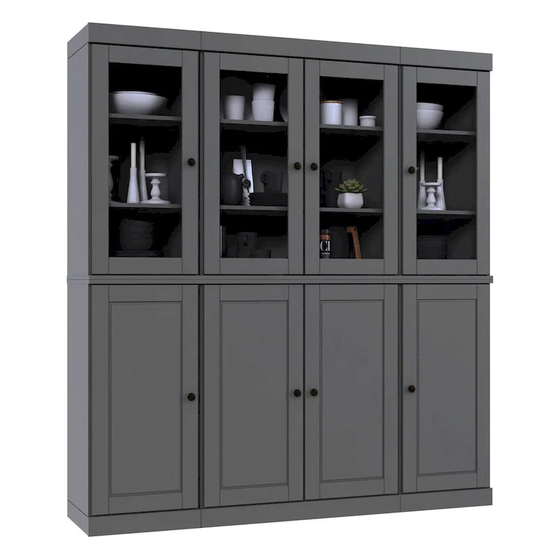 Buffet de cuisine en bois massif 100 % fabriqué en Chine avec portes en verre ou en bois massif et kit de 2 tiroirs 65 x 71,5