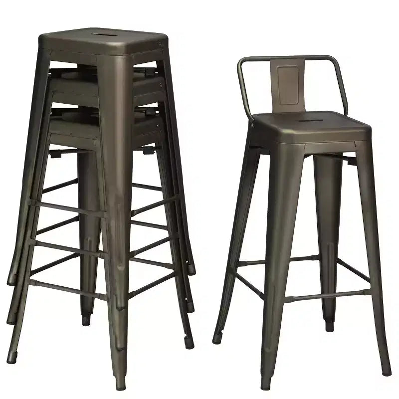 Costway Lot de 4 tabourets de bar en métal de 76 cm de hauteur, tabourets de bar industriels avec dossier bas en acier