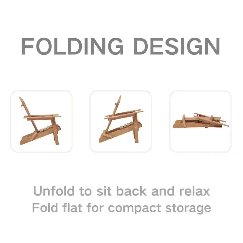 Lot de 2 chaises Adirondack pliables en bois avec dossier, chaise de patio en bois pour jardin et arrière-cour