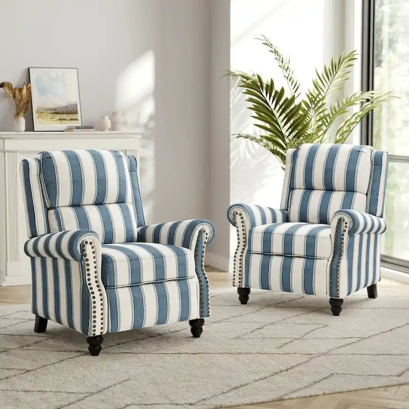Lot de 2 fauteuils inclinables modernes à assise rembourrée en cuir PU/tissu
