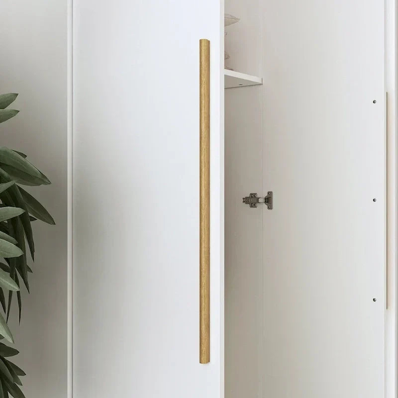Armoire de rangement moderne sur pied en bois massif avec étagères