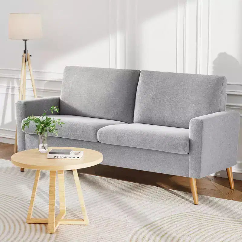 Canapé deux places Mid-Century Modern en velours côtelé de 68 po avec coussin à ressorts