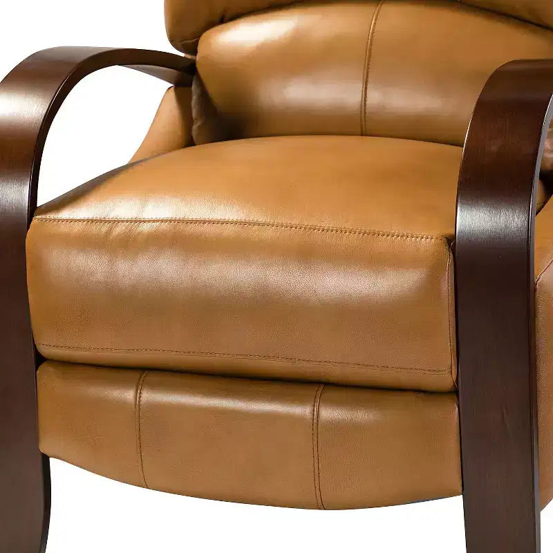 Ensemble de 2 fauteuils inclinables manuels en cuir véritable, inclinaison à 159°