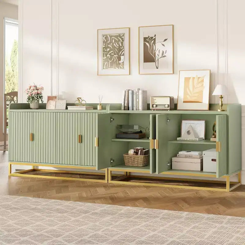Buffet avec rangement et bahut 4 portes, console multimédia moderne de 120 cm de large