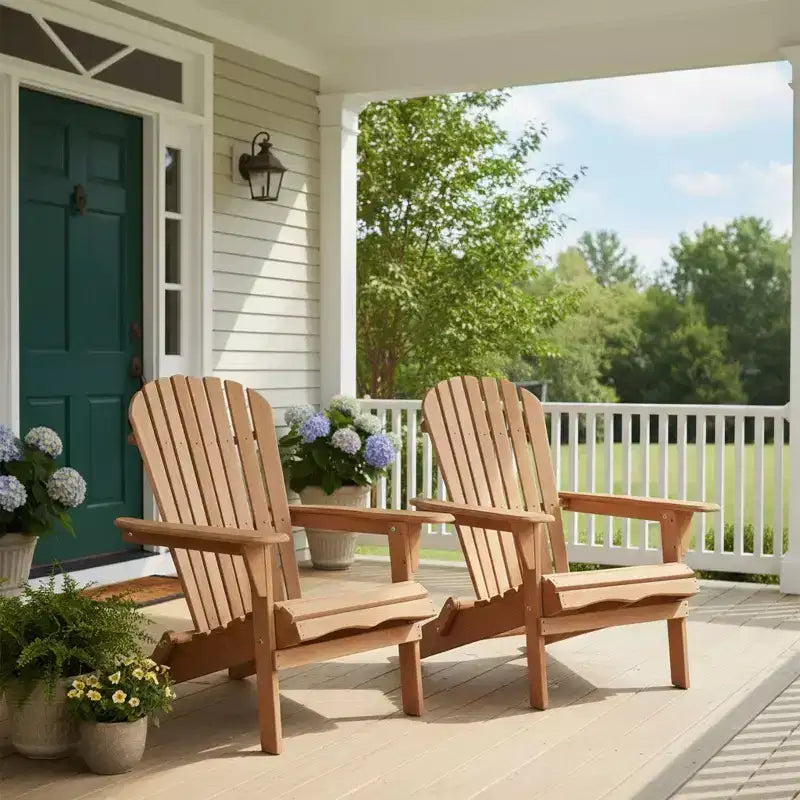 Lot de 2 chaises Adirondack pliables en bois avec dossier, chaise de patio en bois pour jardin et arrière-cour