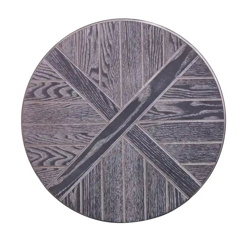 Table d'appoint ronde industrielle rustique de 45 cm avec étagère