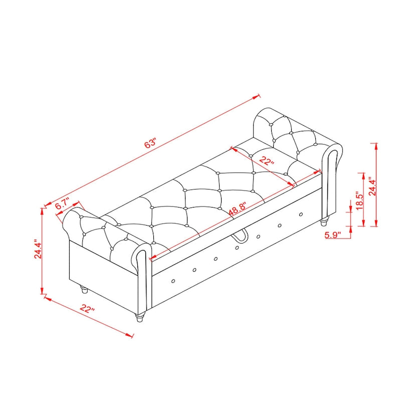 Banc de rangement moderne pour lit, banc à chaussures, repose-pieds avec accoudoirs roulés