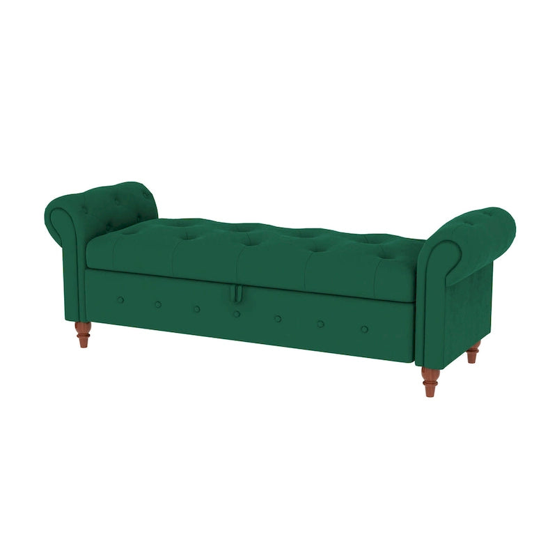 Banc de rangement moderne pour lit, banc à chaussures, repose-pieds avec accoudoirs roulés