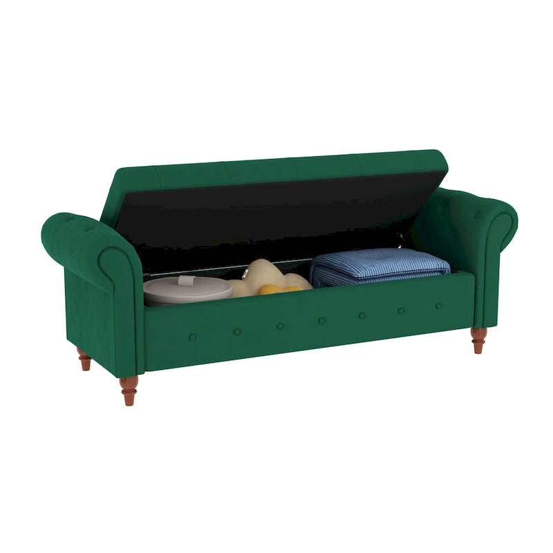 Banc de rangement moderne pour lit, banc à chaussures, repose-pieds avec accoudoirs roulés