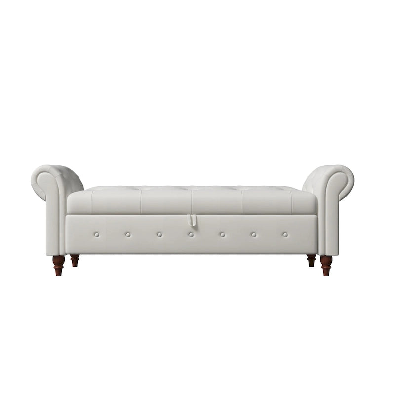 Banc de rangement moderne pour lit, banc à chaussures, repose-pieds avec accoudoirs roulés