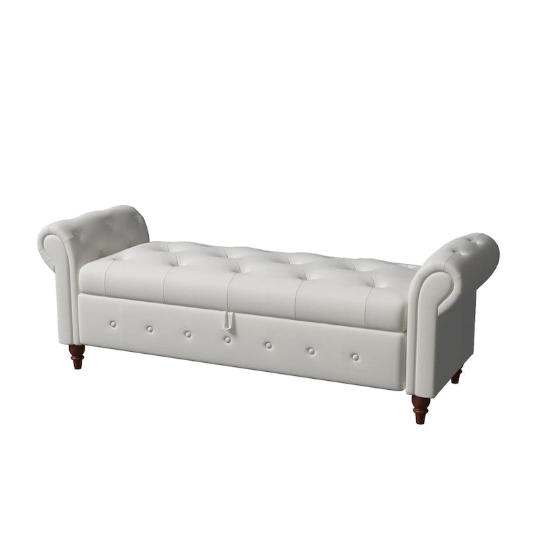 Banc de rangement moderne pour lit, banc à chaussures, repose-pieds avec accoudoirs roulés