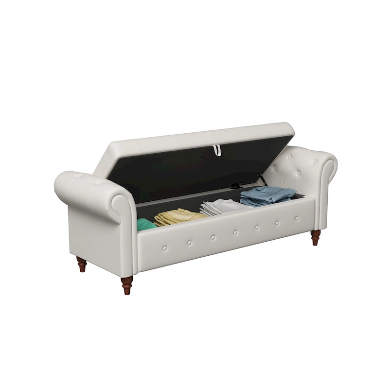 Banc de rangement moderne pour lit, banc à chaussures, repose-pieds avec accoudoirs roulés