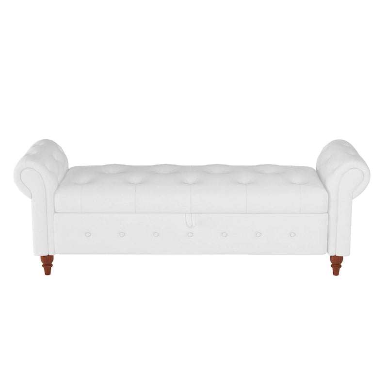 Banc de rangement moderne pour lit, banc à chaussures, repose-pieds avec accoudoirs roulés