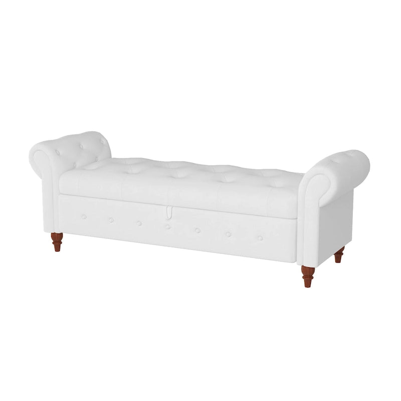 Banc de rangement moderne pour lit, banc à chaussures, repose-pieds avec accoudoirs roulés