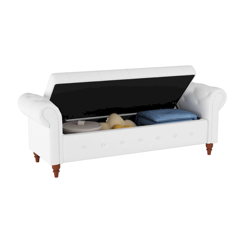 Banc de rangement moderne pour lit, banc à chaussures, repose-pieds avec accoudoirs roulés