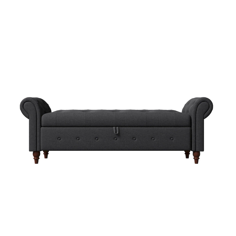 Banc de rangement moderne pour lit, banc à chaussures, repose-pieds avec accoudoirs roulés