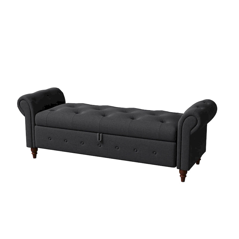 Banc de rangement moderne pour lit, banc à chaussures, repose-pieds avec accoudoirs roulés