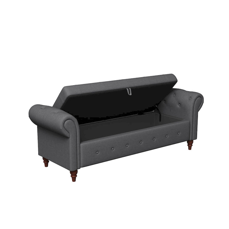 Banc de rangement moderne pour lit, banc à chaussures, repose-pieds avec accoudoirs roulés