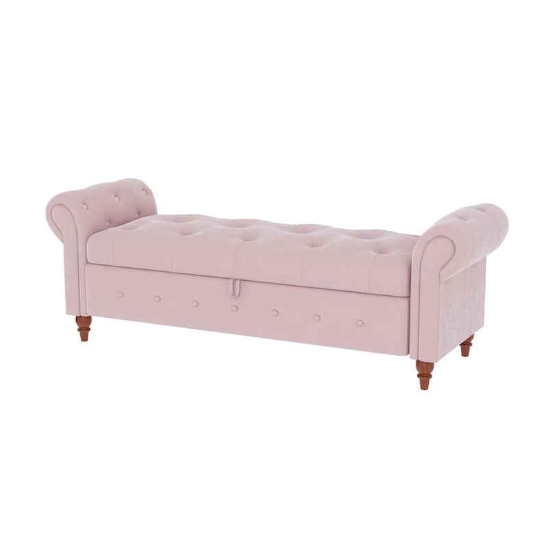 Banc de rangement moderne pour lit, banc à chaussures, repose-pieds avec accoudoirs roulés