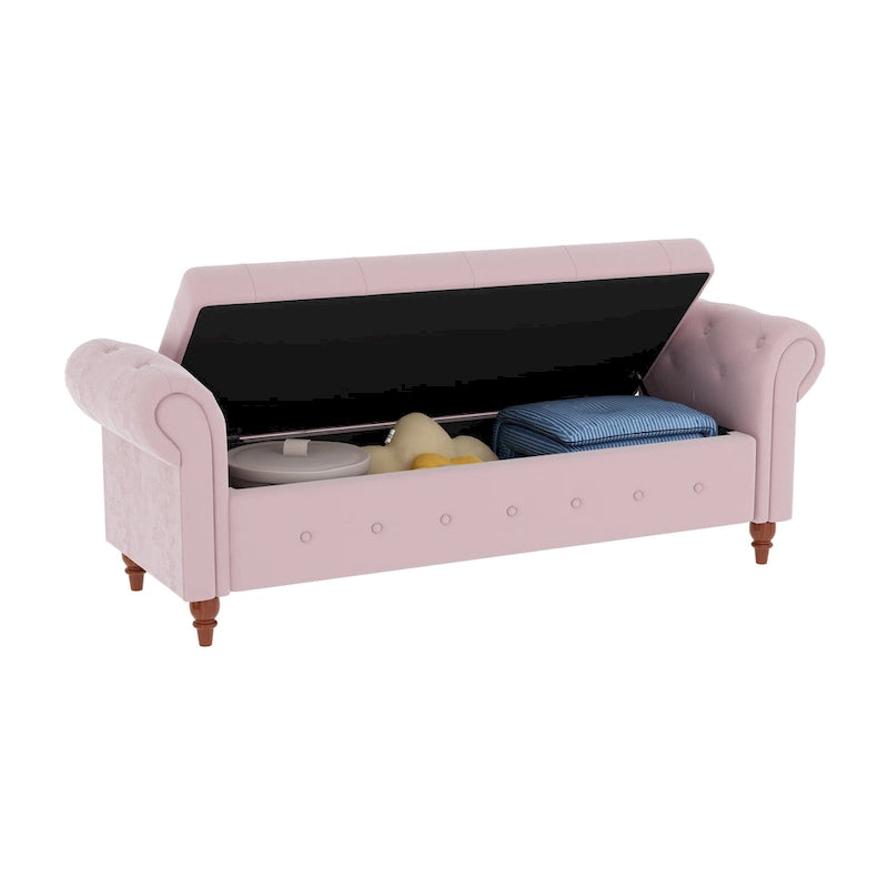Banc de rangement moderne pour lit, banc à chaussures, repose-pieds avec accoudoirs roulés