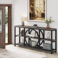 Console de canapé de 70,9 pouces avec 3 étagères de rangement en bois et cadre métallique industriel pour foyer, couloir, salon, derrière le canapé